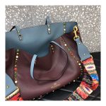 Valentino Garavani Medium Double Rockstud Reversible Tote Bag 0067G Blue/Burgundy