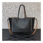 Valentino Garavani Medium Double Rockstud Reversible Tote Bag 0067J Black/Brown