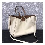 Valentino Garavani Medium Double Rockstud Reversible Tote Bag 0067J  Brown/White