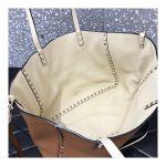 Valentino Garavani Medium Double Rockstud Reversible Tote Bag 0067J  Brown/White