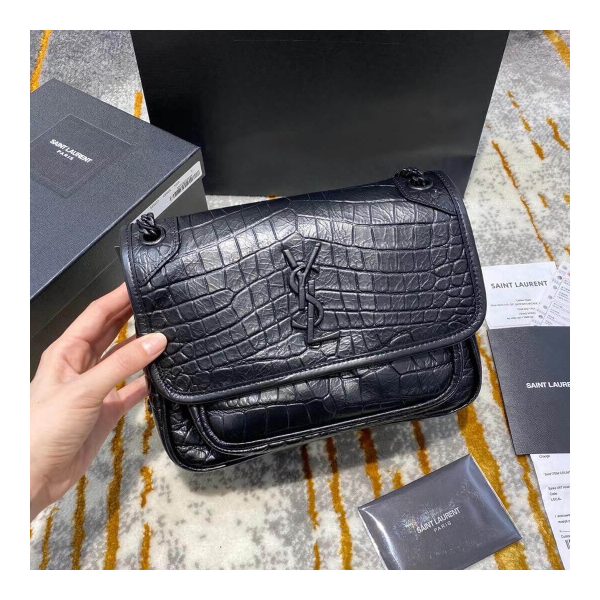 YSL Saint Laurent Niki Baby In Soft Crocodile-embossed Leather 533037