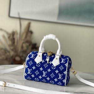 Louis Vuitton Blue Jacquard Velvet Speedy 20 BANDOULIERE SPORT BAG 1