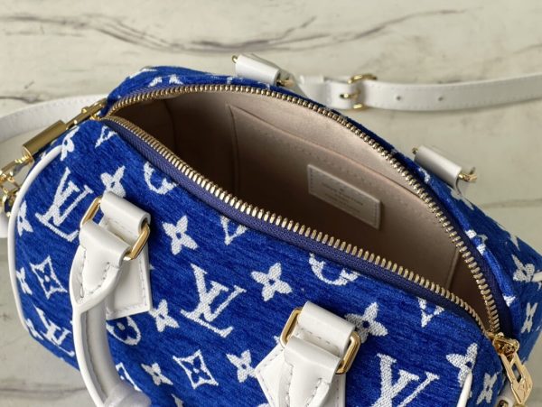 Louis Vuitton Blue Jacquard Velvet Speedy 20 BANDOULIERE SPORT