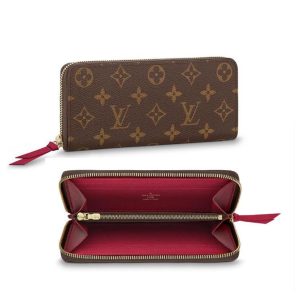 Louis Vuitton Clemence Monogram Long Wallet Zipper Hotpink 9