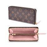 Louis Vuitton Clemence Monogram Long Wallet Zipper Pink