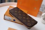 Louis Vuitton Clemence Monogram Long Wallet Zipper Pink