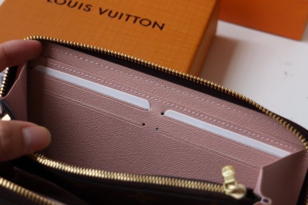 Louis Vuitton Clemence Monogram Long Wallet Zipper Pink