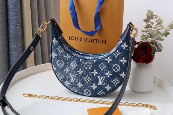 Louis Vuitton Denim Loop Bag Blue Pink  M81166