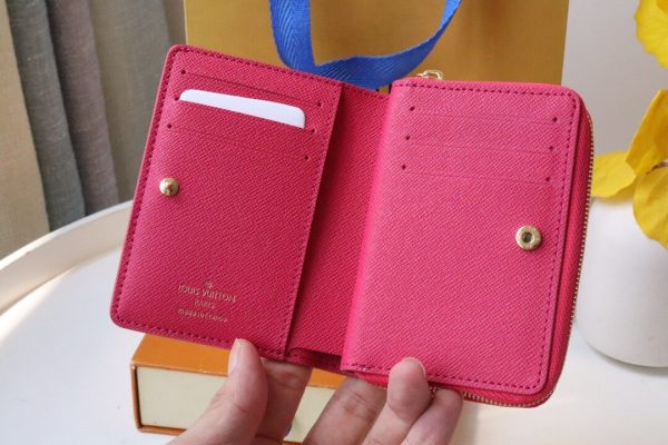 Louis Vuitton Hotpink Zipper Short Women Wallet M81527