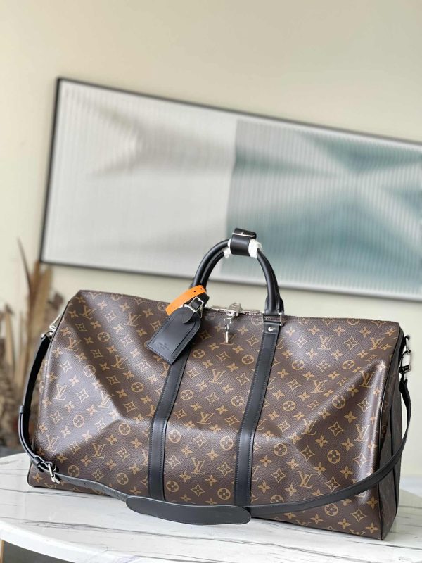 Louis Vuitton Keepall 55 Monogram M56714 Black Handle