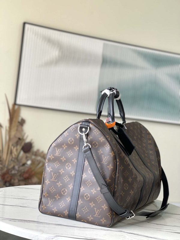 Louis Vuitton Keepall 55 Monogram M56714 Black Handle