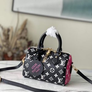 Louis Vuitton SPEEDY Bandoulière 20 Black Monogram Women Top Handle Bag Purse Shoulder Bag 6