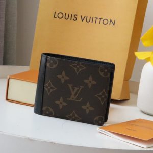 Louis Vuitton Short Unisex Folding Wallet Monogram Black M81537 1