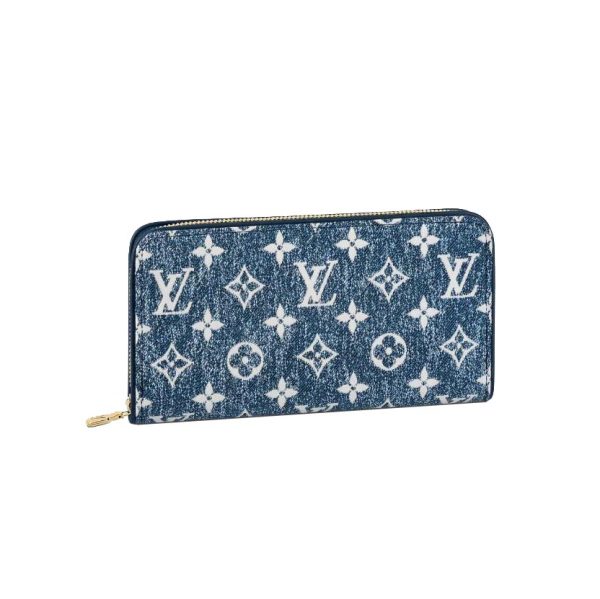 Louis Vuitton Zipper M81226 Blue Wallet Long Denim