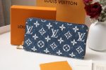 Louis Vuitton Zipper M81226 Blue Wallet Long Denim