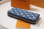 Louis Vuitton Zipper M81226 Blue Wallet Long Denim