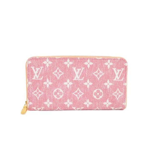 Louis Vuitton Zipper Pink M81226 Wallet Women Long Wallet Denim