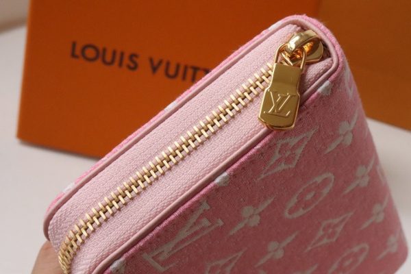 Louis Vuitton Zipper Pink M81226 Wallet Women Long Wallet Denim