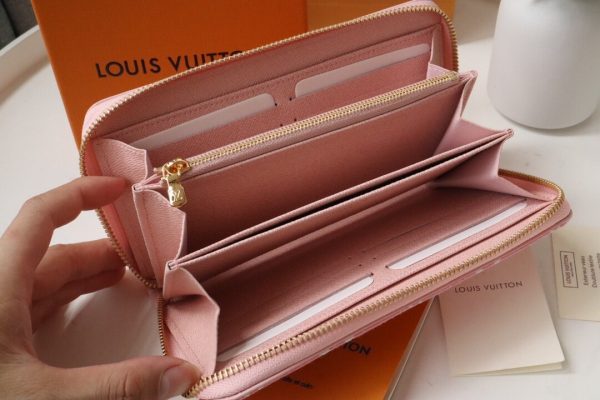 Louis Vuitton Zipper Pink M81226 Wallet Women Long Wallet Denim