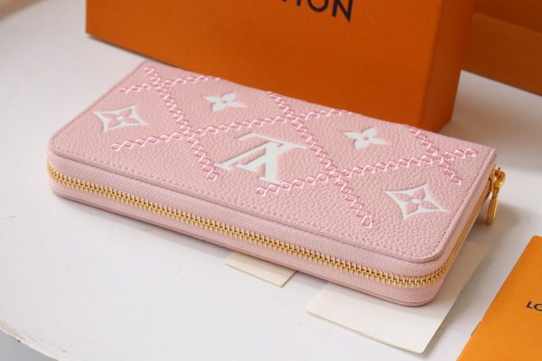 Louis Vuitton M81141 Zipper Pink Women Wallet Long