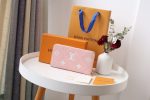 Louis Vuitton M81141 Zipper Pink Women Wallet Long