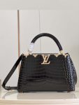 Louis Vuitton Black Gold Flower Croc Capucines Mini BB MM