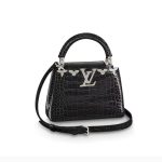 Louis Vuitton Black Silver Flower Croc Capucines Mini BB MM