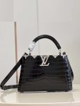 Louis Vuitton Black Silver Flower Croc Capucines Mini BB MM