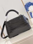 Louis Vuitton Black Silver Flower Croc Capucines Mini BB MM