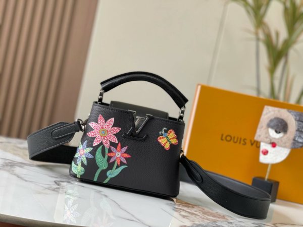 Louis Vuitton YK Black Flower Capucines Mini BB MM M21756