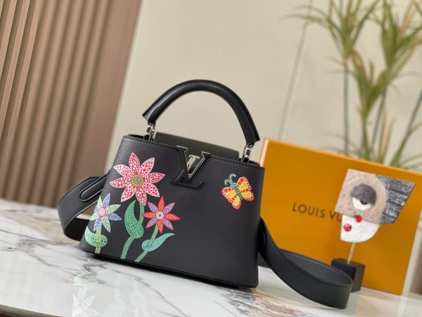 Louis Vuitton YK Black Flower Capucines Mini BB MM M21756