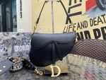 Dior Saddle Handbag Black White Oblique Red Bag