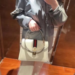 Gucci Ophidia 651055 GG Small Top Handle A191057 White Black Bag 11