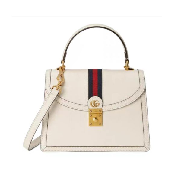 Gucci Ophidia 651055 GG Small Top Handle A191057 White Black Bag