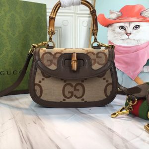 Gucci 675797 Bamboo 1947 Jumbo GG Small Bag A387224 1