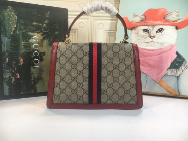 Gucci Ophidia Small Top Handle Bag White Red GG 651055