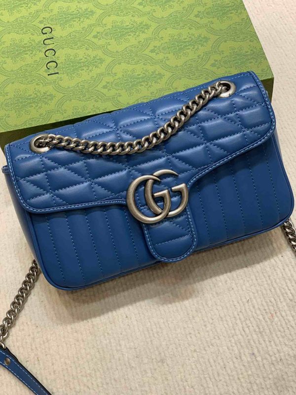 Gucci blue Marmont 446744 Shoulder Bag Medium Mini