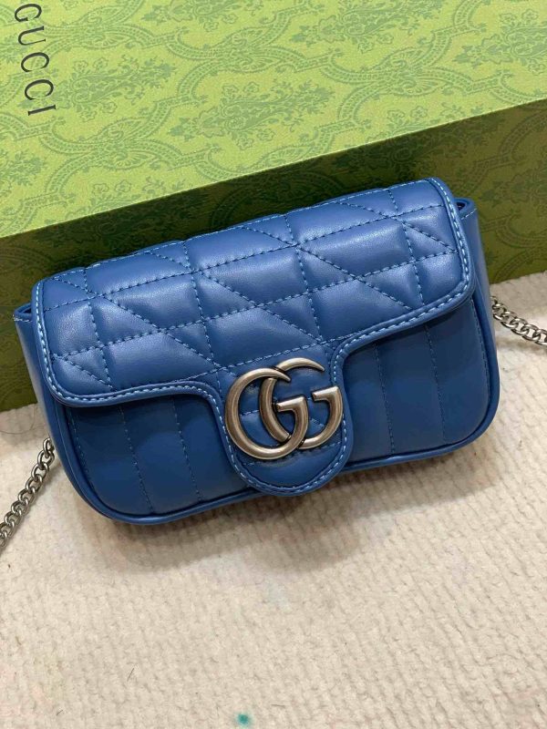 Gucci blue Marmont 446744 Shoulder Bag Medium Mini