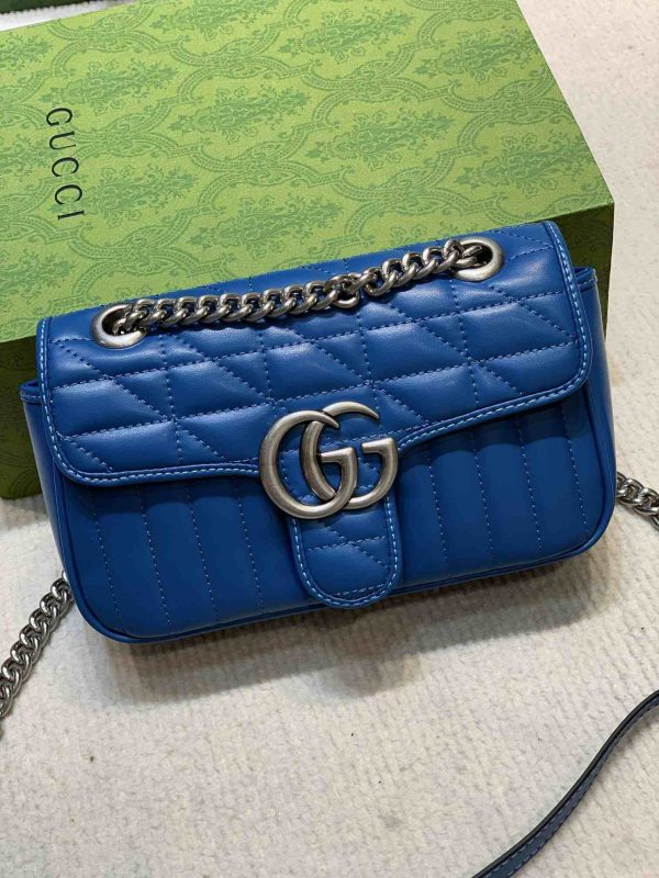 Gucci blue Marmont 446744 Shoulder Bag Medium Mini