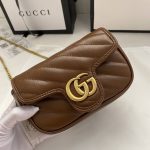 Gucci Marmont Leather Bag 446744 Brown Diagonal