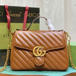 Gucci GG Marmont Brown Top Handle Bag 547260 1