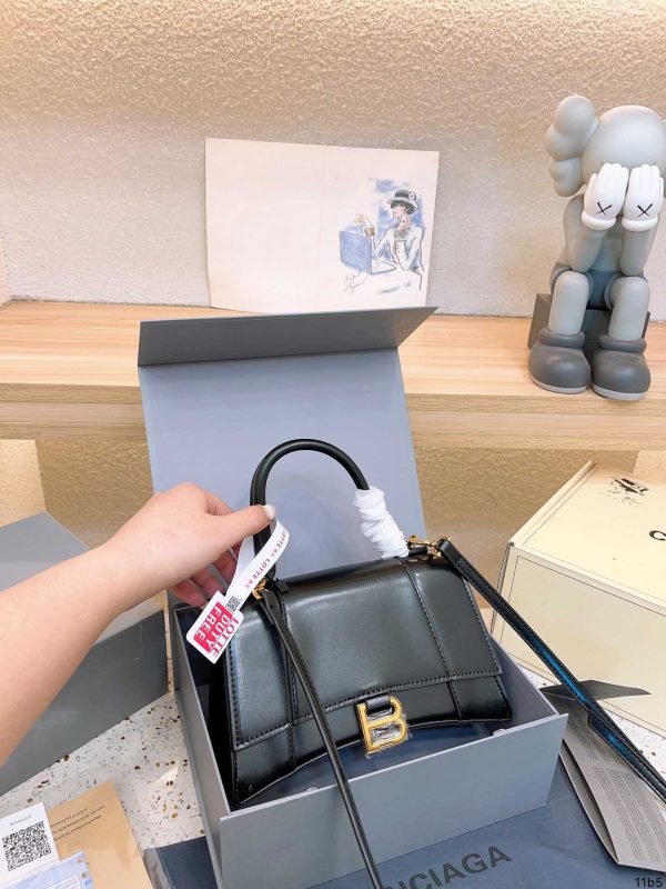 Balenciaga Black Small Hourglass Leather Bag