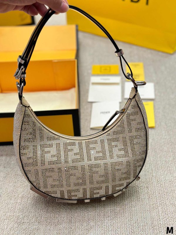 Fendi Small Graphy Leather Bag Rhinestone