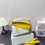 Loewe Puzzle Medium Leather Bag Blue Green Yellow White