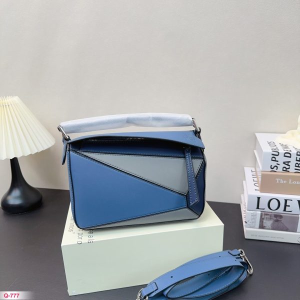 Loewe Puzzle Medium Leather Bag Blue Green Yellow White