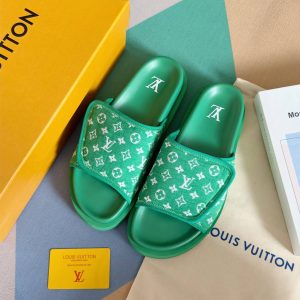 Louis Vuitton Miami Slipper Jacquard Velcro Green 1