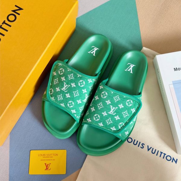 Louis Vuitton Miami Slipper Jacquard Velcro Green