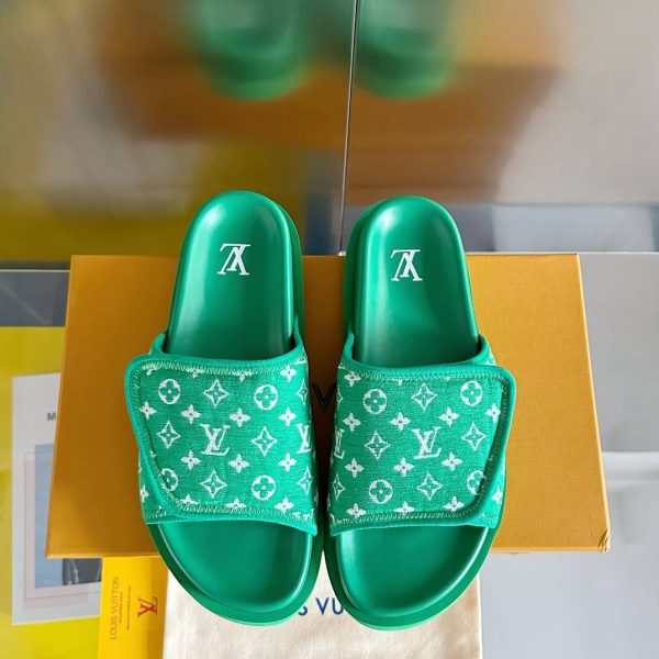 Louis Vuitton Miami Slipper Jacquard Velcro Green