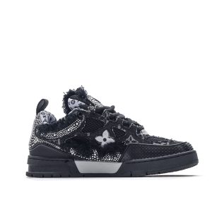 Louis Vuitton Skate Black Denim Monogram Macrame Sneaker