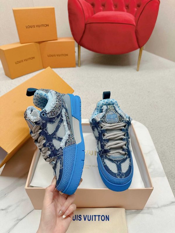 Louis Vuitton Skate Blue Denim Monogram Macrame Sneaker